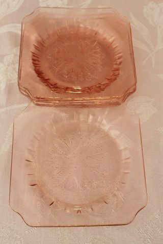 Jeannette Glass Adam Pink Bread & Butter Plates - Set Of 4