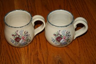 2 Home And Garden Party Floral Stoneware Coffee Mugs 2002