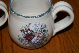 2 HOME AND GARDEN PARTY FLORAL STONEWARE COFFEE MUGS 2002 2