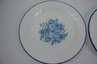 Set of 4 Corelle Blue Velvet Roses 7 in Dessert Plates,  Like - 2