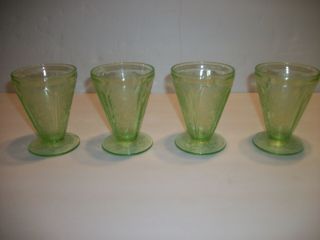 Jeanette,  Green Cherry Blossom,  Round Footed Water/juice 4 Tumblers,  Vintage