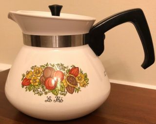 Corning Ware Spice of Life Le The 6 - cup Coffee Tea Pot P - 104 Metal Lid Vintage 3