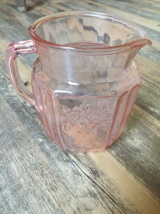 Vintage Pink Depression Glass Anchor Hocking Mayfair/open Rose 6” Jug Pitcher