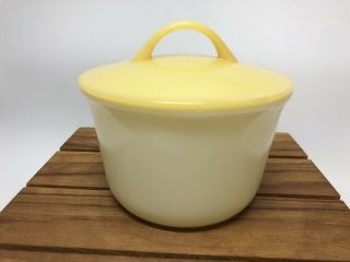 Vintage Pyrex Sugar Bowl.  White With Yellow Lid