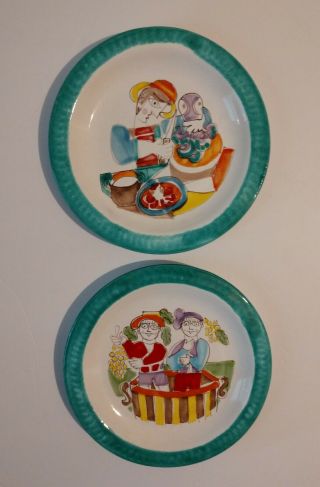 Vintage Desimone Italy Pottery Plates Set Of 2