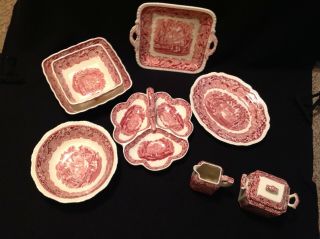masons patent ironstone red dinner service for 12 2