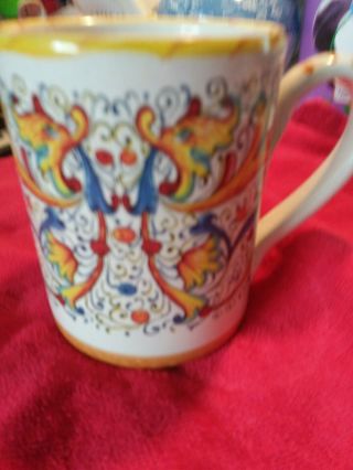 Meridiana Ceramiche Hand Painted Pottery Coffee Tea Mug Rafaellesco Italy