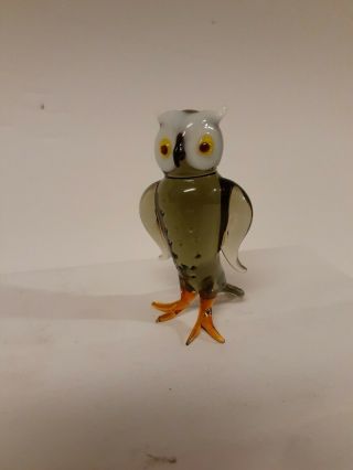 Vintage 1950 Murano Glass Figurine 2.  5 Tree Barn Owl Bird Unique Bought England