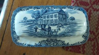 Vintage Blue & White Heritage Hall Butter Dish,  Pennsylvania Fieldstone