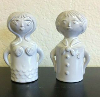 Ceramic Mermaid & Sailor Figurine Salt & Pepper Shakers 4 " Denmark ?