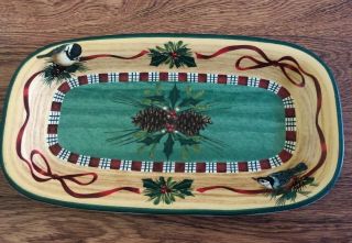 Lenox Catherine Mcclung Winter Greetings Porcelain Nuthatch Chickadee Tray