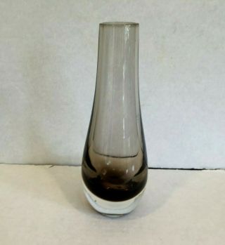 Murano Sommerso Art Glass Charcoal Teardrop Vase Retro Mid 20c Modern Italy