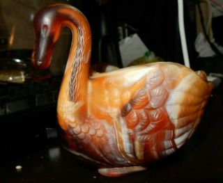 Vintage Imperial Carnival Glass Swan Candy Dish