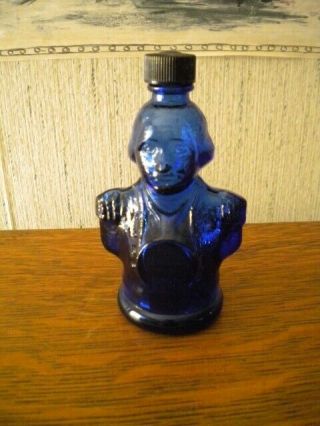 Vintage Cobalt Blue Glass George Washington Chas Jacquin Bottle Abt 4 " Tall Vgc