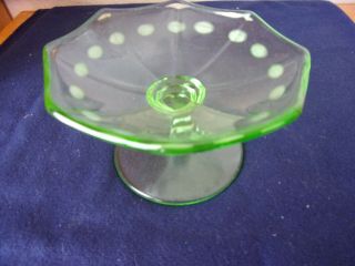 Small Vaseline Uranium Green Glass Candy/ Etc.  Dish 3 " X 5 " Etched