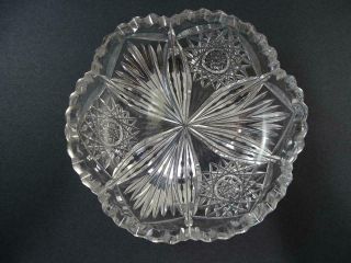Antique Cut Glass Crystal American Brilliant Bowl Dish Libbey Hobstar Vesica Vtg