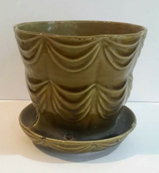 Vintage Brush / Mccoy Art Pottery Avocado Green Planter 328 - 6