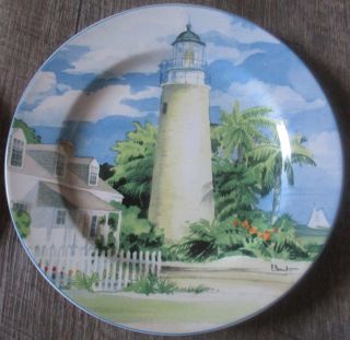NIB Oneida Lighthouses stoneware salad dessert Plates set of 4 by Paul Brent 4