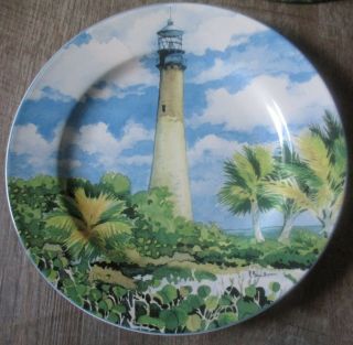 NIB Oneida Lighthouses stoneware salad dessert Plates set of 4 by Paul Brent 5