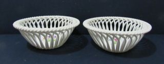 Herend Hungary Fine China Hand Painted Open - Weave Porcelain Baskets