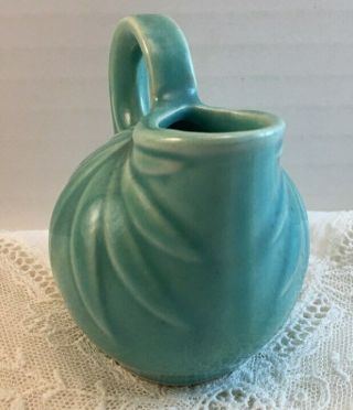 Vintage USA Shawnee Pottery Miniature Pitcher Turquoise 2 7/8 