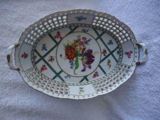Vintage Elios H&f Hand Painted Crown And Swords Fruit/candy Oval Dish