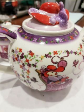 Red Hat Society Paul Cardew 2004 Design Porcelain Tea Pot /tea Time 2 Pots Rare