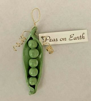 Blue Sky Pottery Hand Crafted Porcelain Peas on Earth Ornament 4 inch 4
