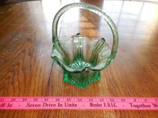 Glass Glassware Sea Mist Green Twisted Handle Swung Basket