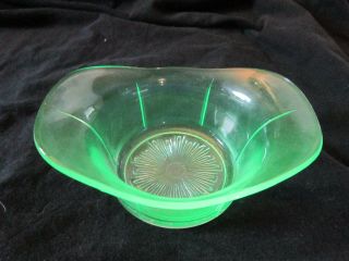 Vintage Depression Glass Green Vaseline Uranium Candle Holder