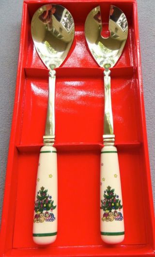 Nikko Happy Holidays Salad Serving Set Fork And Spoon