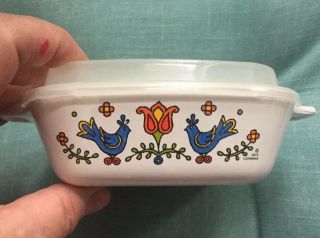 Corning Ware Country Festival 1975 Small Petite Square Baking Dish / Pan W Lid