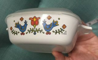 Corning Ware Country Festival 1975 Small Petite Square Baking Dish / Pan w Lid 2