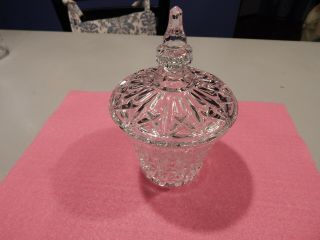 Vintage Clear Crystal Cut Glass Candy Dish With Lid