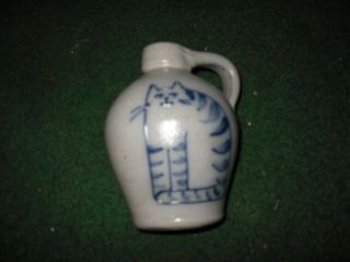 1990 Rockdale Union Stoneware Pottery Jug " Kitty Cat " 5 " Tall