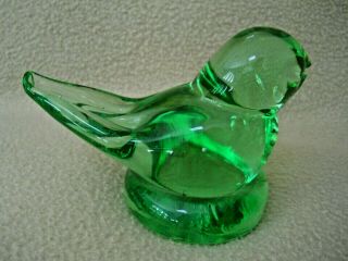 Vintage Solid Green Glass Bird Figurine / Paperweight