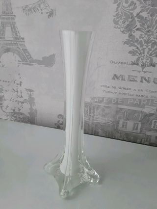 Vintage Cased Glass Bud Vase Clear And White
