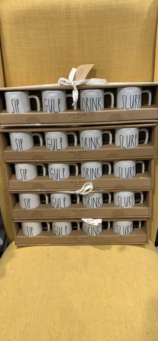 Nib Rare Rae Dunn Espresso & Cafe Gift Set Of 4 Espresso Mini Mugs Ll Cups