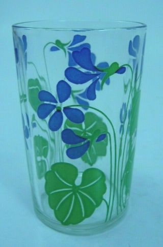 1950 Swanky Swig Orange Juice Glass Mini Tumbler Enamel Blue Flower Pattern
