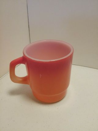 1 Vintage Fire King Anchor Hocking Orange Stackable Coffee Mug Cup 8 D Handle