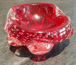 Morano Style Ruby Glass Ashtray/pintray Vintage