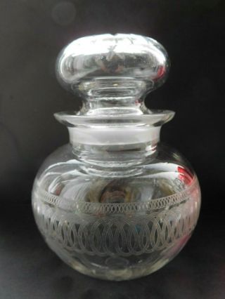 Antique Edwardian Cut & Etched Lidded Jar 1905 To 1915 Polished Pontil