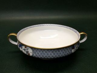 Haviland Limoges Montmery Blue Birds Hexagon On Rim Footed Cream Soup Bowl