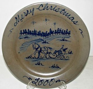 2000 Rowe Pottery Stoneware 10 3/4 " Salt Glaze Christmas Plate