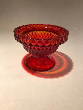 Viking Glass Diamond Point Glimmer Fairy Lamp Ruby Red Bottom Only