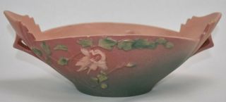 Vintage Roseville Pottery Columbine Pink Art Deco Flared Rim Console Bowl 404 - 10