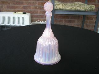 Fenton Pink Iridescent Opalescent Glass Bell Lily of the Valley With Clapper 3