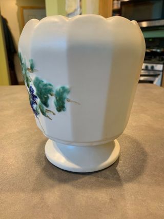 Vtg McCoy Curio Line Matte White Grapes Leaves Paneled Pedestal Vase Embossed 5