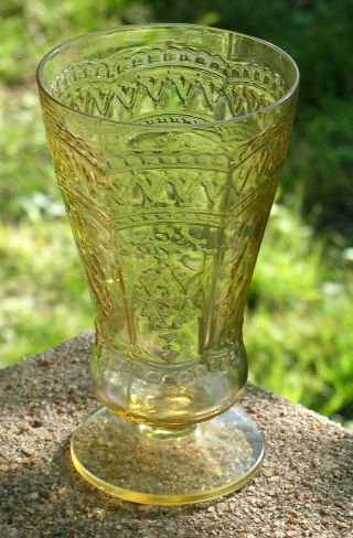 Federal Amber Depression Glass Patrician Footed Tumbler.  8 Oz.