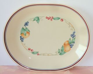 Corelle Abundance Serving Platter Oval Plate Orange Fruit Berries Beige